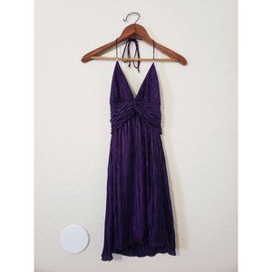Speechless Purple Halter V-Neck Bead Accent Dress